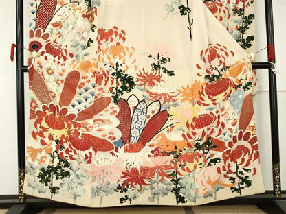 平和屋本店●アンティーク　大正ロマン　振袖　乱菊　金彩　正絹　逸品　AABL7792cs