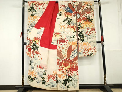 平和屋本店●アンティーク　大正ロマン　振袖　乱菊　金彩　正絹　逸品　AABL7792cs