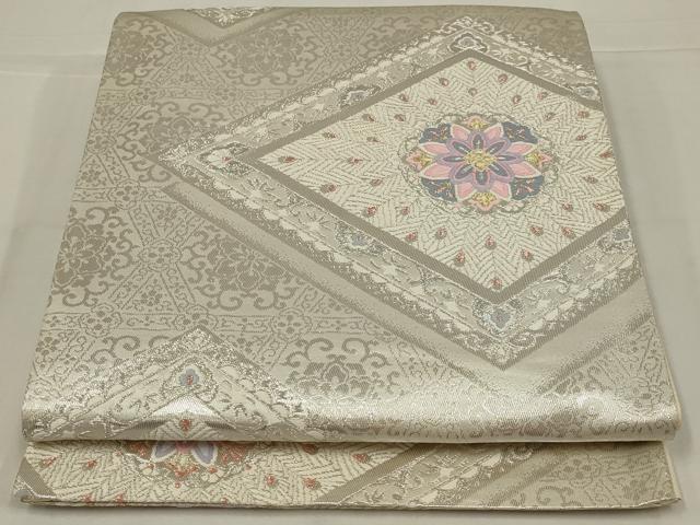 平和屋着物◎六通柄袋帯　唐織　花菱文　金銀糸　正絹　逸品　AABL7802ou
