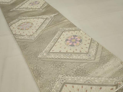 平和屋着物◎六通柄袋帯　唐織　花菱文　金銀糸　正絹　逸品　AABL7802ou