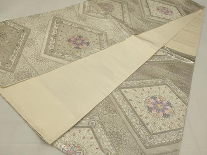 平和屋着物◎六通柄袋帯　唐織　花菱文　金銀糸　正絹　逸品　AABL7802ou