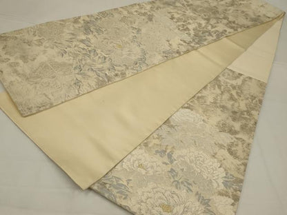 平和屋着物◎六通柄袋帯　唐織　草花文　金銀糸　正絹　逸品　AABL7811ou