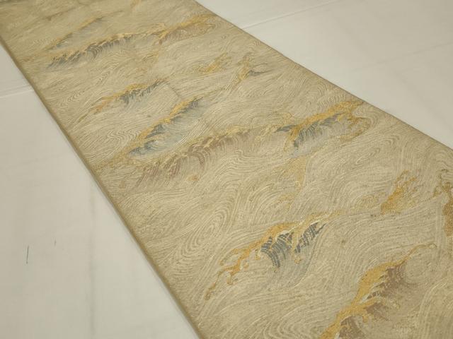 平和屋着物◎西陣　六通柄　京本袋帯　立波文　金糸　正絹　逸品　AABL7813ou