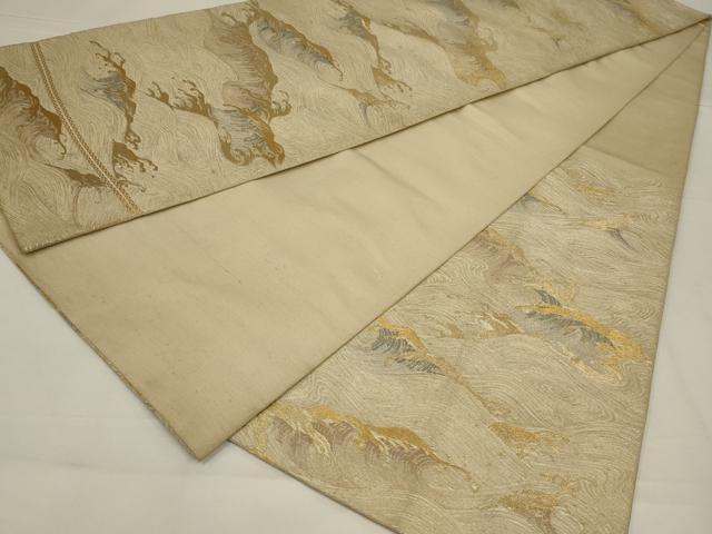 平和屋着物◎西陣　六通柄　京本袋帯　立波文　金糸　正絹　逸品　AABL7813ou