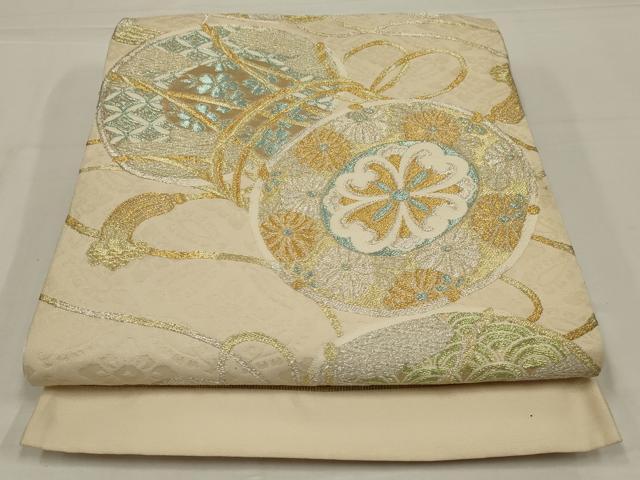 平和屋着物◎六通柄袋帯　花鼓文　金銀糸　正絹　逸品　AABL7816ou