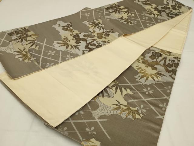 平和屋着物◎西陣　六通柄袋帯　笹梅文　金糸　正絹　逸品　AABL7825ou