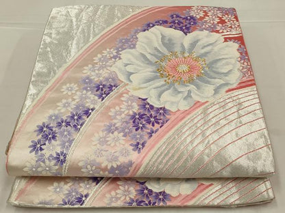平和屋着物◎西陣　六通柄袋帯　唐織　青海波花文　金銀糸　正絹　逸品　AABL7827ou
