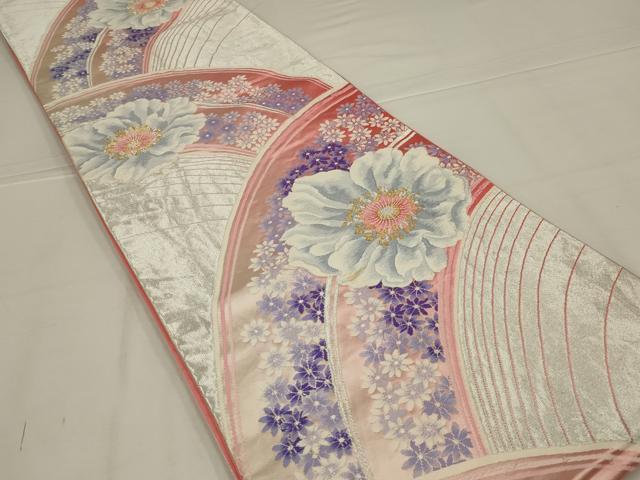 平和屋着物◎西陣　六通柄袋帯　唐織　青海波花文　金銀糸　正絹　逸品　AABL7827ou