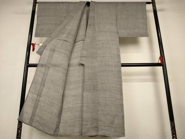 平和屋着物＊夏物　男性　重要無形文化財　越後上布　薄墨色　苧麻　逸品　未使用　AABL7843jd
