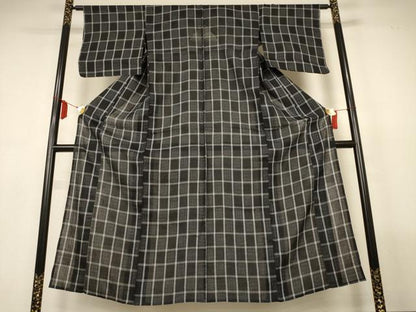平和屋着物＊夏物　上布　格子　麻　逸品　AABL7844jd