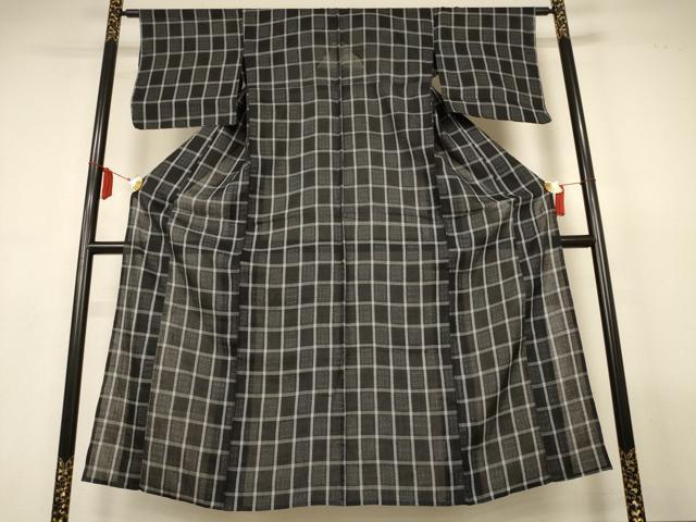平和屋着物＊夏物　上布　格子　麻　逸品　AABL7844jd