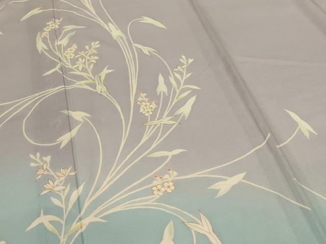 平和屋着物＊夏物　訪問着　絽　草花文　暈し染め　金彩　正絹　逸品　AABL7850jd