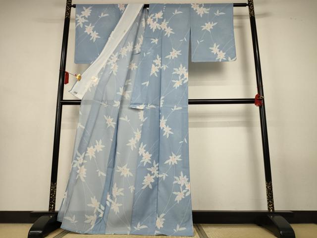 平和屋着物＊夏物　小紋　絽　草花文　高島屋扱い　さんび謹製　洗える着物　AABL7851jd