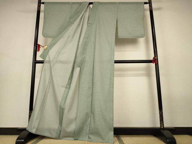 平和屋着物＊夏物　小紋　絽　網目花文　洗える着物　AABL7853jd