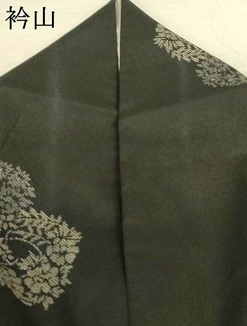 平和屋着物＊夏物　小紋　紗　草花丸文　黒地　洗える着物　AABL7854jd