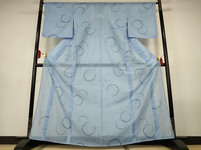 平和屋着物＊夏物　小紋　絽　雪輪重ね文　洗える着物　AABL7862jd