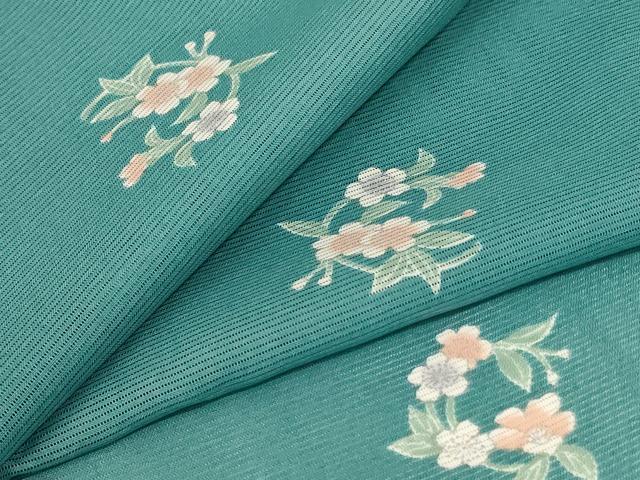 平和屋着物＊夏物　小紋　絽　花丸文　洗える着物　AABL7870jd