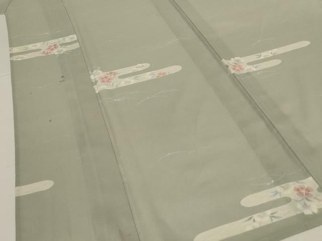 平和屋着物＊夏物　小紋　絽　エ霞花文　洗える着物　AABL7873jd