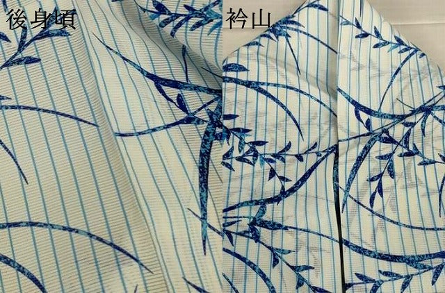 平和屋着物＊夏物　小紋　絽　草葉文　洗える着物　AABL7891jd