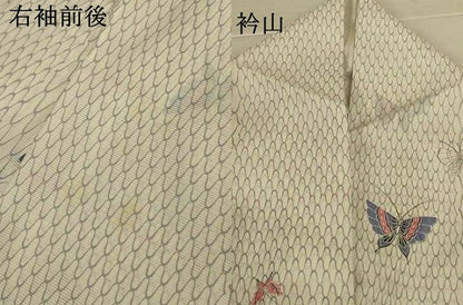平和屋着物＊夏物　小紋　絽　舞蝶文　洗える着物　AABL7893jd