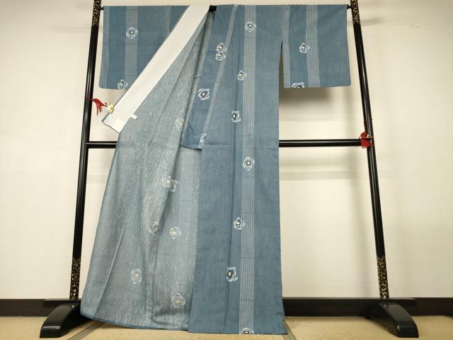 平和屋着物＊夏物　小紋　紗　舞花文　洗える着物　AABL7903jd