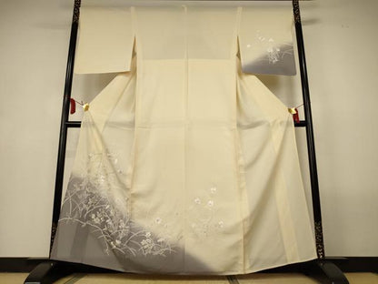平和屋着物＊夏物　訪問着　絽　手刺繍　草花文　暈し染め　正絹　逸品　AABL7909jd