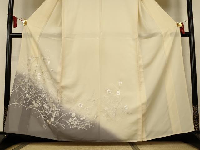 平和屋着物＊夏物　訪問着　絽　手刺繍　草花文　暈し染め　正絹　逸品　AABL7909jd