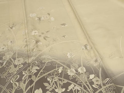 平和屋着物＊夏物　訪問着　絽　手刺繍　草花文　暈し染め　正絹　逸品　AABL7909jd