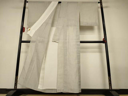 平和屋着物＊夏物　本場小千谷ちぢみ　縞　麻　逸品　AABL7910jd