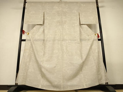 平和屋着物＊夏物　本場大島紬　夏大島　白大島　勝虫　流水文　正絹　逸品　AABL7934jd