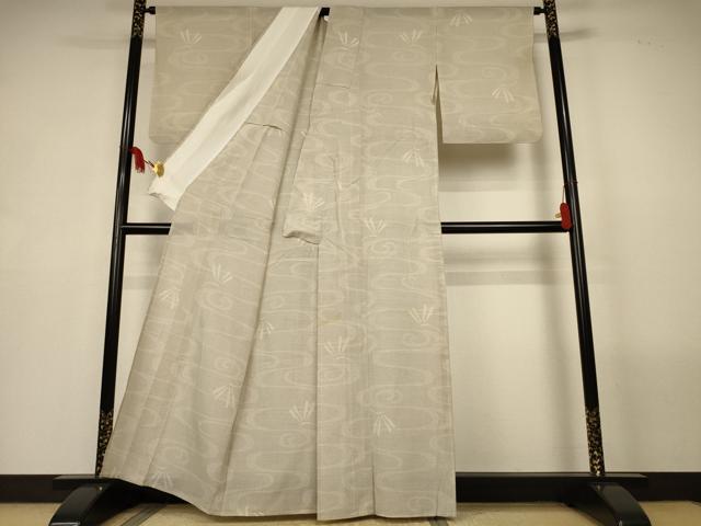 平和屋着物＊夏物　本場大島紬　夏大島　白大島　勝虫　流水文　正絹　逸品　AABL7934jd
