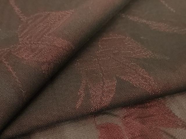 平和屋着物＊夏物　小紋　紗　枝葉文　正絹　逸品　AABL7937jd