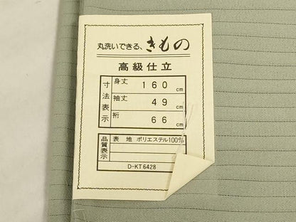 平和屋着物＊夏物　色無地　絽縮緬　柳鼠色　洗える着物　AABL7940jd