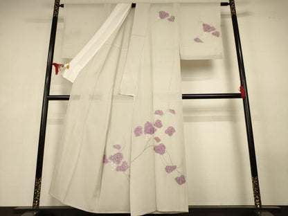 平和屋着物＊夏物　訪問着　絽　絞り　蔦の葉文　正絹　逸品　AABL7945jd
