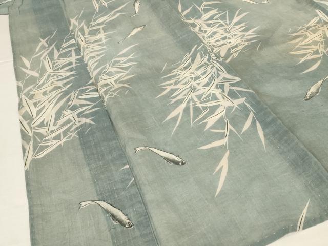 平和屋着物＊夏物　上布　魚　麻　逸品　AABL7946jd
