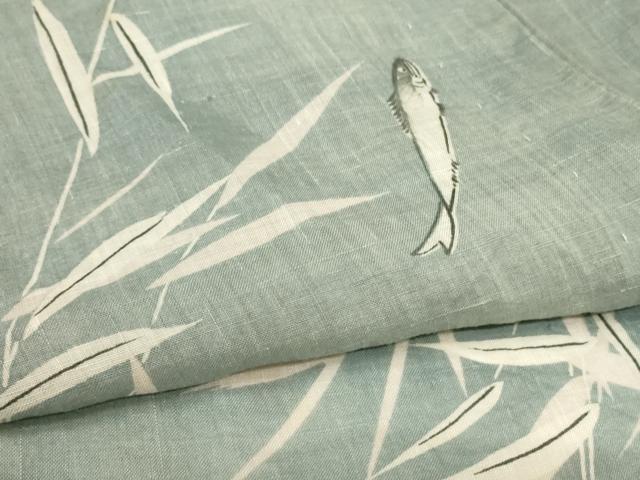 平和屋着物＊夏物　上布　魚　麻　逸品　AABL7946jd