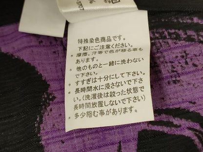 平和屋着物＊夏物　ファッションデザイナー　コシノジュンコ　小紋　紗　舞花文　黒地　洗える着物　AABL7964jd