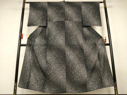 平和屋着物＊夏物　小紋　絽　霞文　黒地　正絹　逸品　AABL7983jd