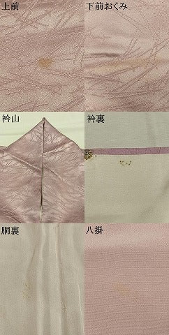 平和屋着物●上質な色無地　松葉地紋　薄柿色　正絹　逸品　AABL8001fy