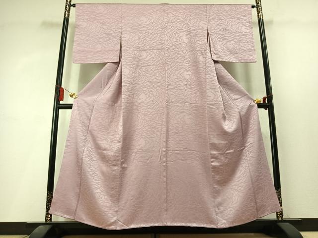 平和屋着物●上質な色無地　松葉地紋　薄柿色　正絹　逸品　AABL8001fy