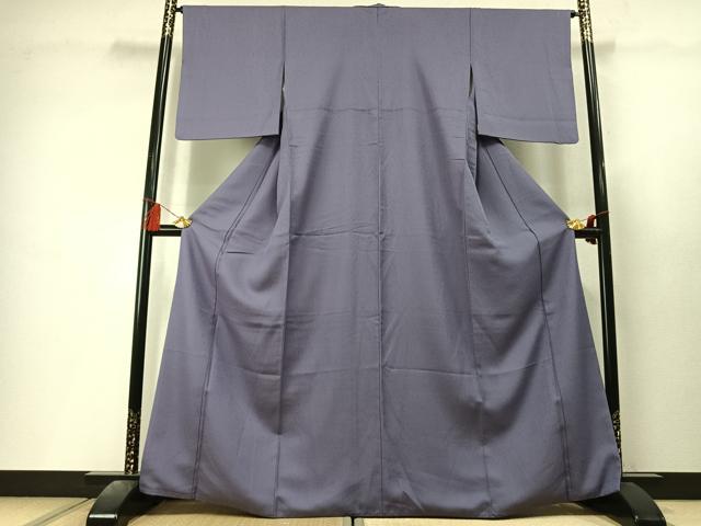 平和屋着物●上質な色無地　紋意匠　紫苑色　正絹　逸品　AABL8002fy