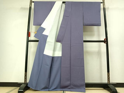 平和屋着物●上質な色無地　紋意匠　紫苑色　正絹　逸品　AABL8002fy