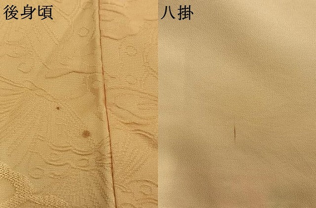 平和屋着物●上質な色無地　蝶尽くし地紋　蜂蜜色　正絹　逸品　AABL8003fy