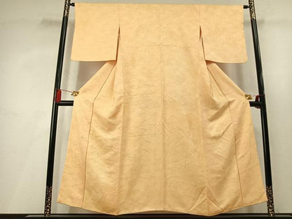 平和屋着物●上質な色無地　蝶尽くし地紋　蜂蜜色　正絹　逸品　AABL8003fy