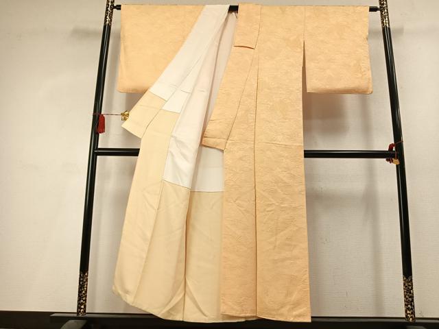 平和屋着物●上質な色無地　蝶尽くし地紋　蜂蜜色　正絹　逸品　AABL8003fy