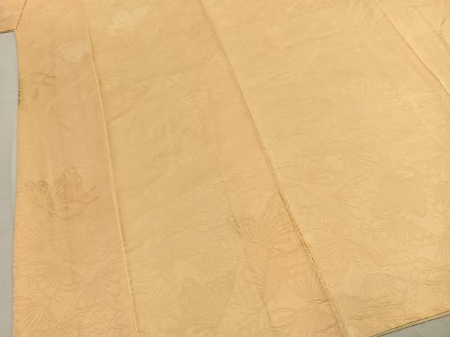 平和屋着物●上質な色無地　蝶尽くし地紋　蜂蜜色　正絹　逸品　AABL8003fy
