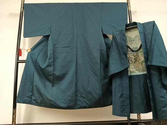平和屋着物●男性　紬　アンサンブル　霞文　正絹　逸品　AABL8006fy