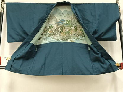 平和屋着物●男性　紬　アンサンブル　霞文　正絹　逸品　AABL8006fy
