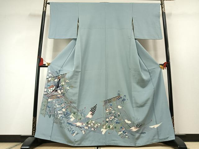 平和屋着物●十日町　加賀草木友禅の第一人者　田村哲彦　色留袖　人物花文　正絹　逸品　AABL8010fy