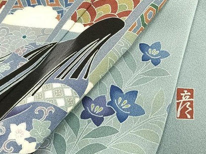 平和屋着物●十日町　加賀草木友禅の第一人者　田村哲彦　色留袖　人物花文　正絹　逸品　AABL8010fy